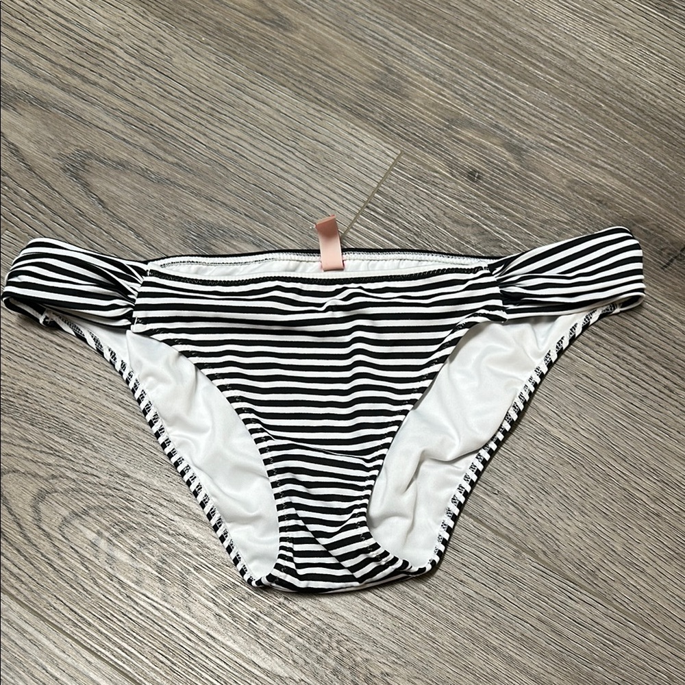 Victoria's Secret Black and White Striped Swim Bottom